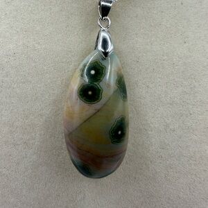 Ocean Jasper Pendant Necklace on Sterling Silver Chain